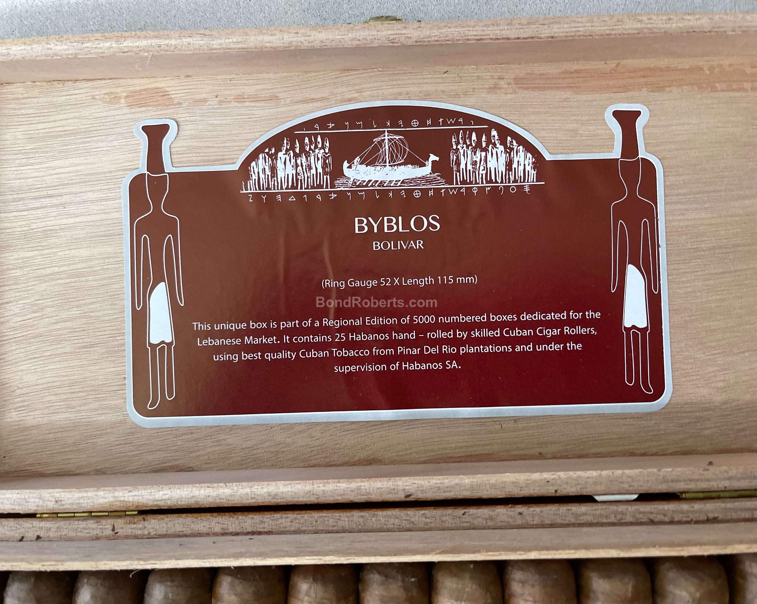 Bolívar Byblos Edición Regional Líbano 2017 Varnished semi boîte nature box of 25 ci 14884