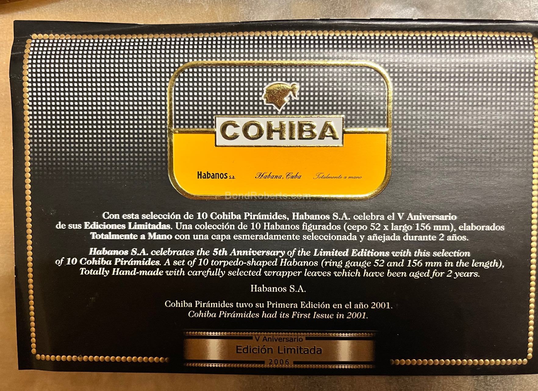 Cohiba Piramides Limited Edition 2006 - Cuban Cigars on EGM