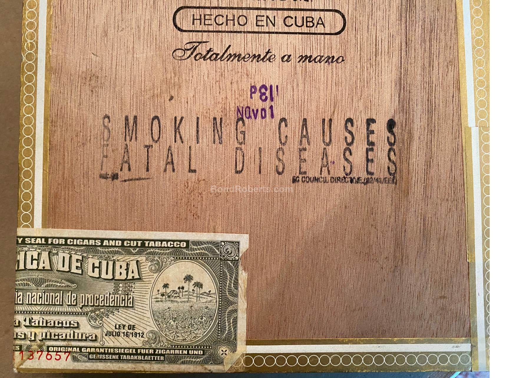 Cuaba Diadema Diademas Selección Limitada Italy 2001 Dress Box of 5